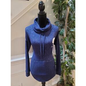 Boxercraft Pullover Hoodie Women XS Blue Long Sleeve Cowl Neck Pocket Lounge